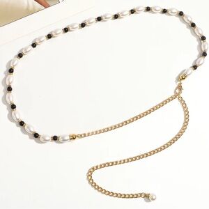 Elegant Pearl and Gold Chain Belt